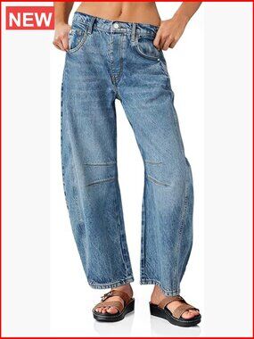 Baggy Boyfriend Jeans Vintage Wide Leg Mid Rise Barrel Denim Ankle Pants